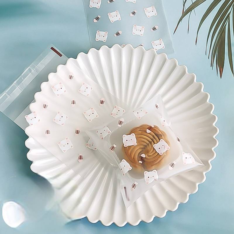 ถุงคุ๊กกี้ ฝากาว ขนาด 8x8, 9.3x9.3, 10.3x10.3 ,11.3x11.5 ซม.และขนาดอื่นๆ (แพ็คละ 95-100 ใบ)