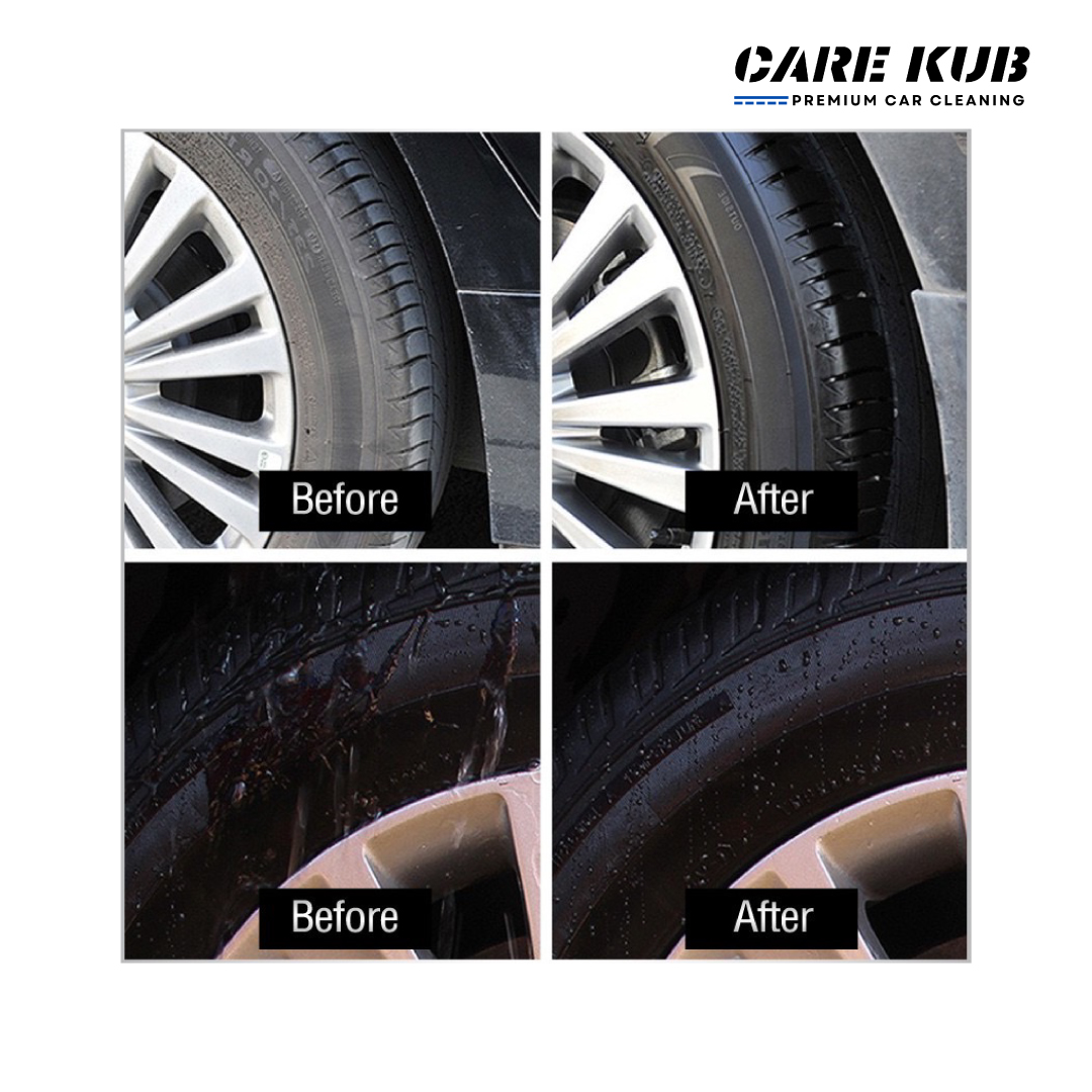CARE KUB น้ำยาทายางดำแบบออยล์ Hyper black tire สูตรทนนานพิเศษ เคลือบยางและพาสติกให้ดำเงางาม ขนาด 150 ml