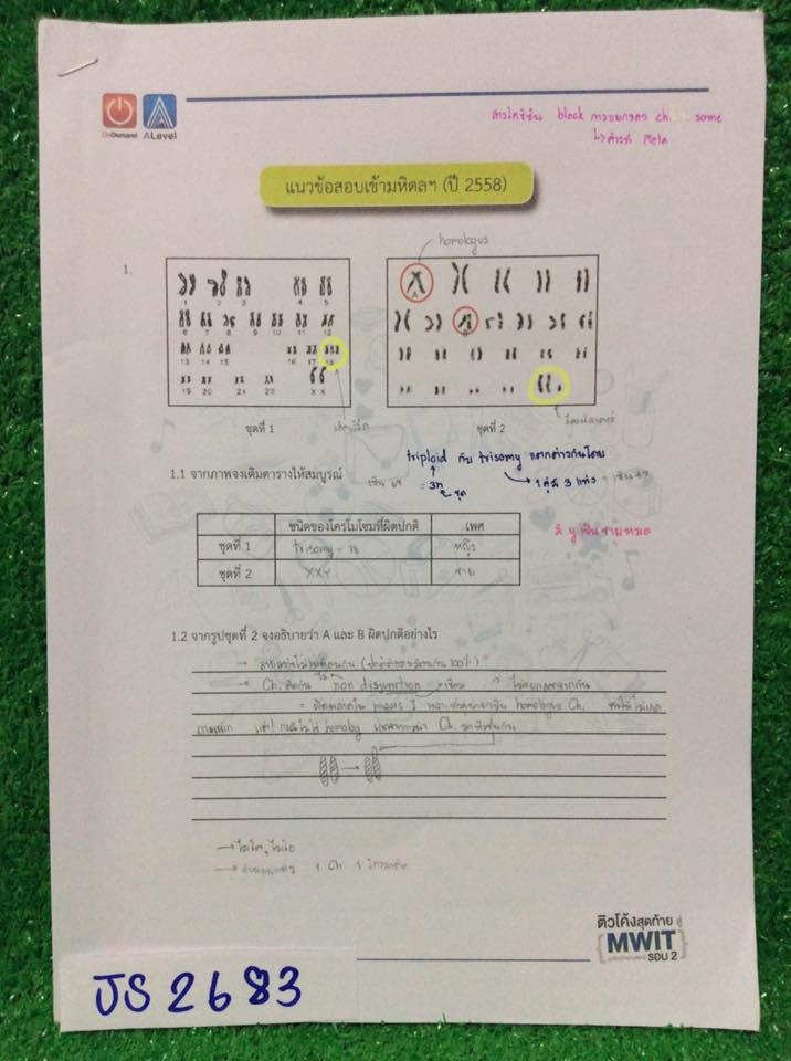 JS2683 [Ondemand] ติวโค้งสุดท้ายมหิดลวิทย์ฯ (Mwit) รอบ2 แนวข้อสอบเข้ามหิดลปี58 วิชาชีววิทยา เฉลยไม่ครบ1หน้า นอกนั้นครบ ละเอียด ชีทบางๆ ขาย 120฿