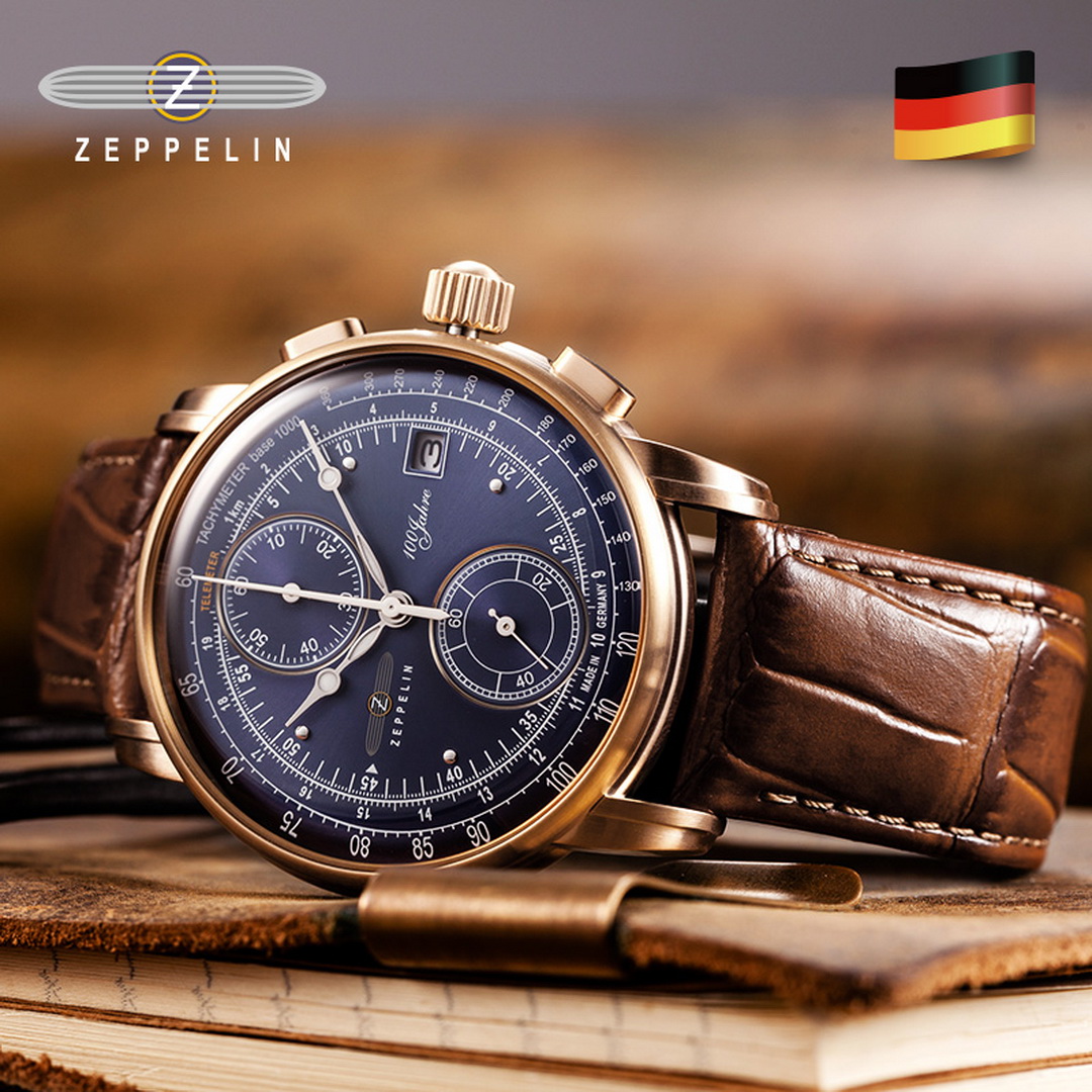Zeppelin 8672-3 นาฬิกาผู้ชาย 100 Years Chronograph Quartz Men's Watch Made In Germany