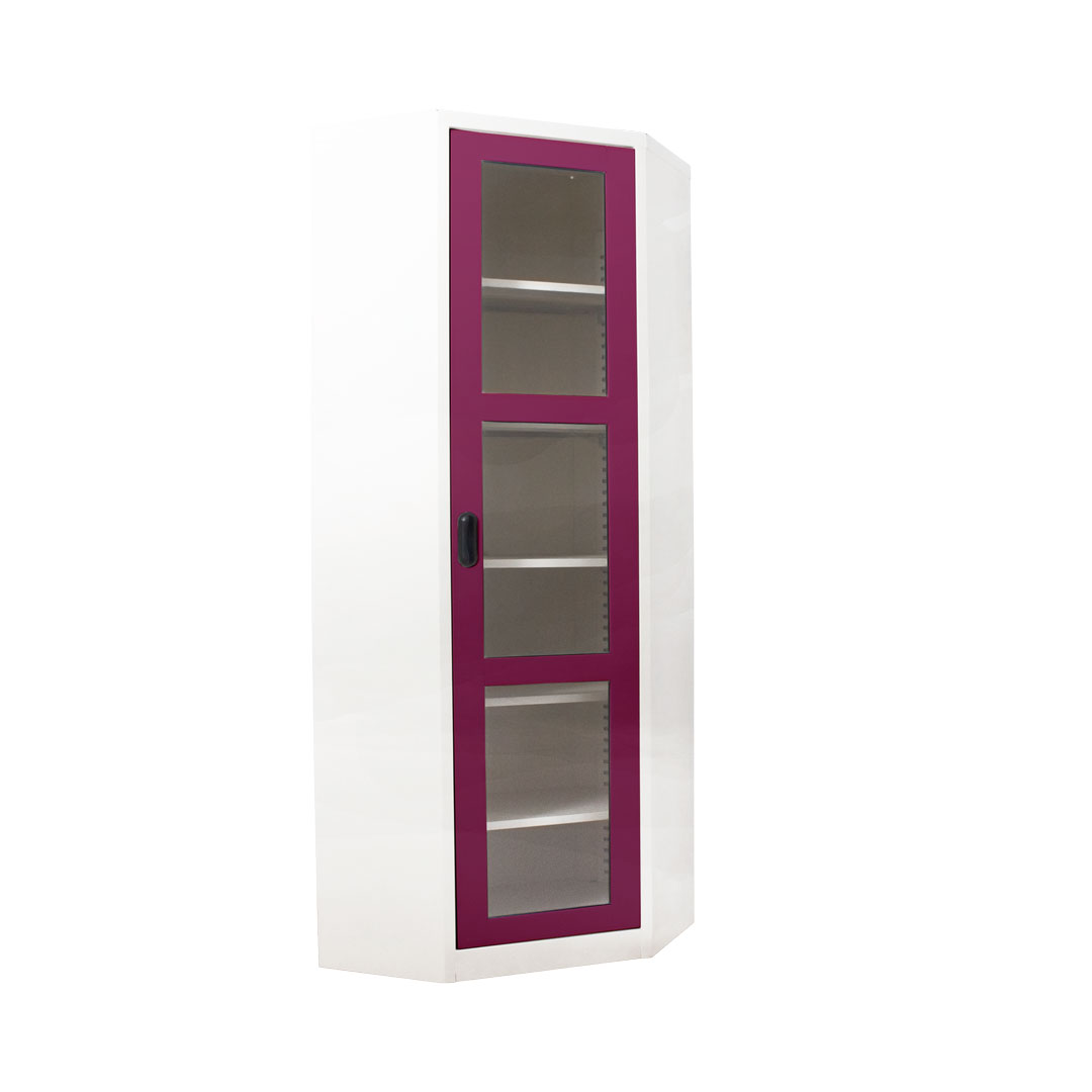 ตู้หนังสือเข้ามุม บานเปิดกระจกkiosk