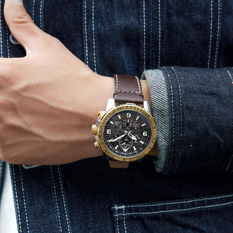 Citizen JY8084-17H นาฬิกาผู้ชาย Eco-Drive Promaster World Time Perpetual Alarm GMT Chronograph Men's Watch