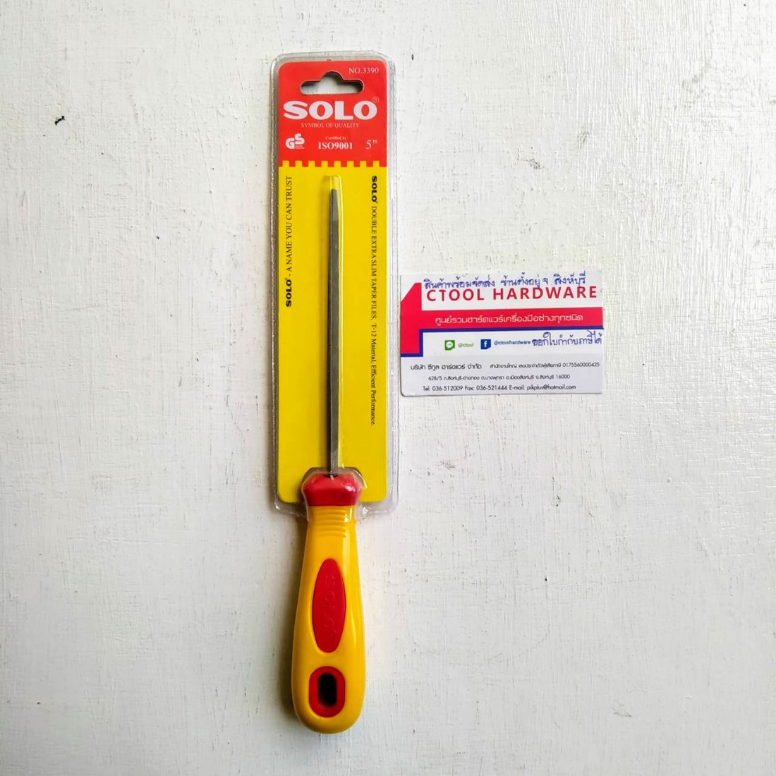ตะไบสามเหลี่ยมพร้อมด้าม 5นิ้ว #3390-5" SOLO ของแท้ -Authentic Double Extra Slim Taper File - ซีทูล Ctoolhardware
