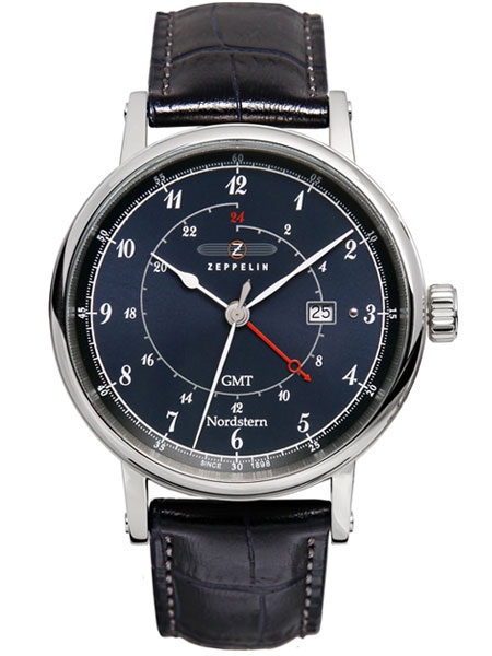 Zeppelin 7546-3 นาฬิกาผู้ชาย Zeppelin Model 7546-3, Series Nordstern GMT Quartz Men's Watch Made In Germany