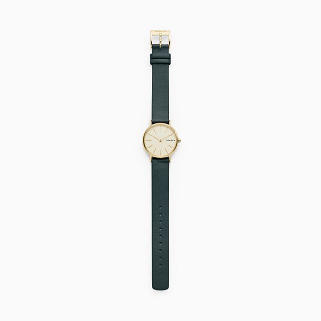 Skagen SKW2727 นาฬิกาผู้หญิง Skagen รุ่น SKW2727, Signatur Slim Green Leather Women's Watch