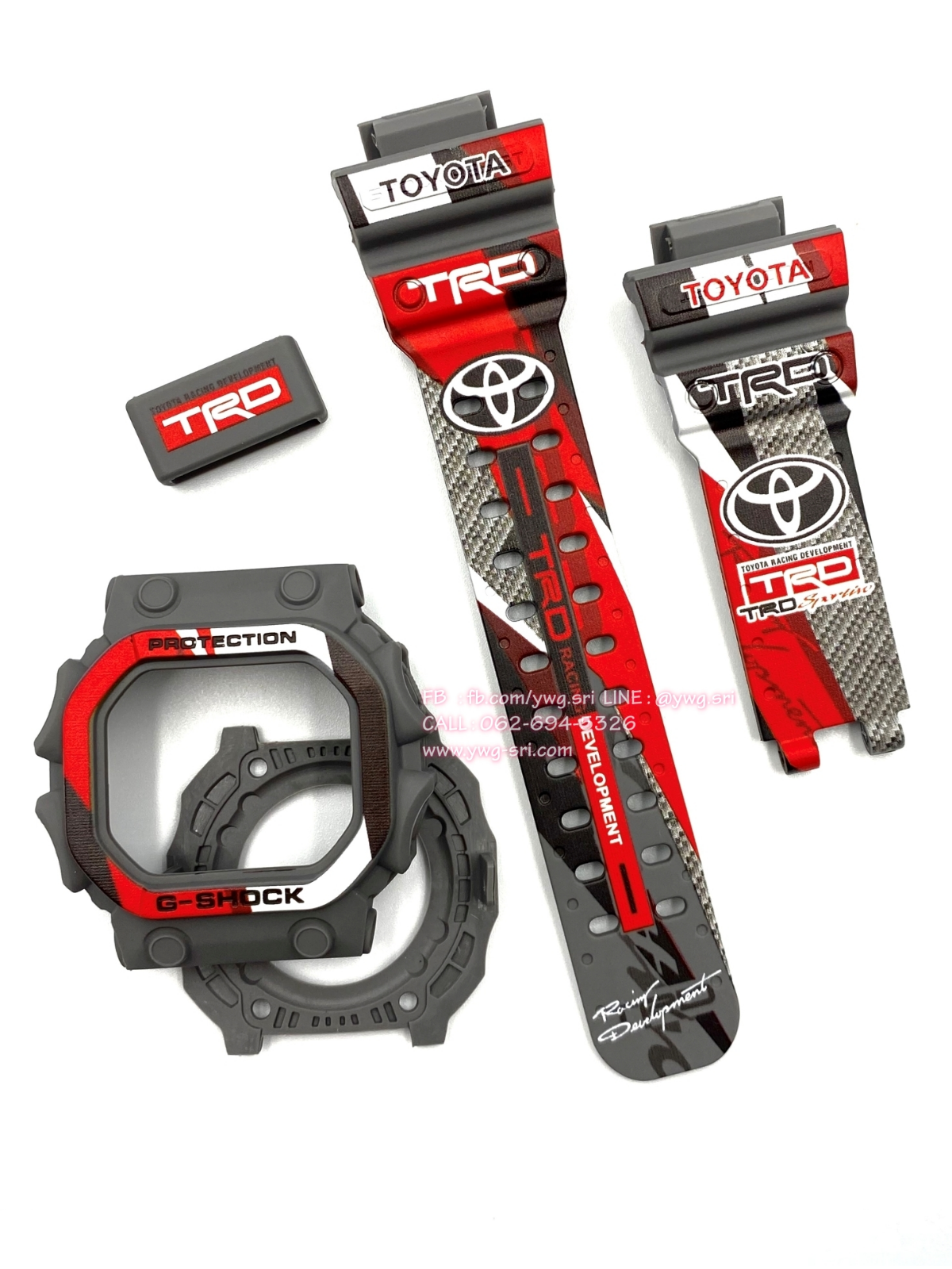 กรอบสาย G-SHOCK สีเทาด้าน สกรีนลาย TOYOTA ใส่ได้กับรุ่น GX-56