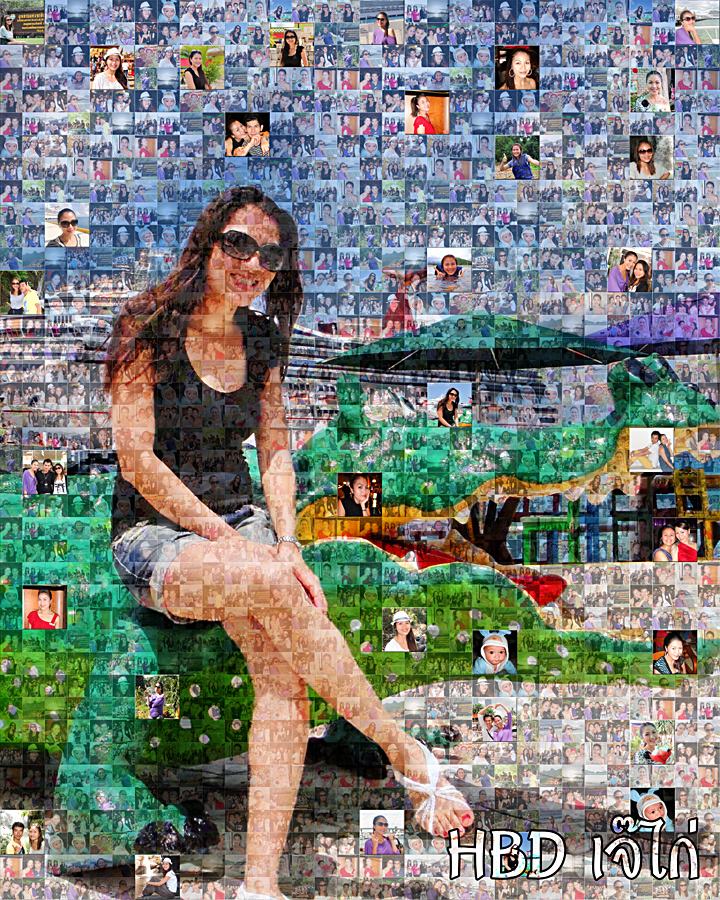 ของขวัญให้คนรัก Mosaic Photo ขนาด24x32 นิ้ว กรอบลอยด้าน