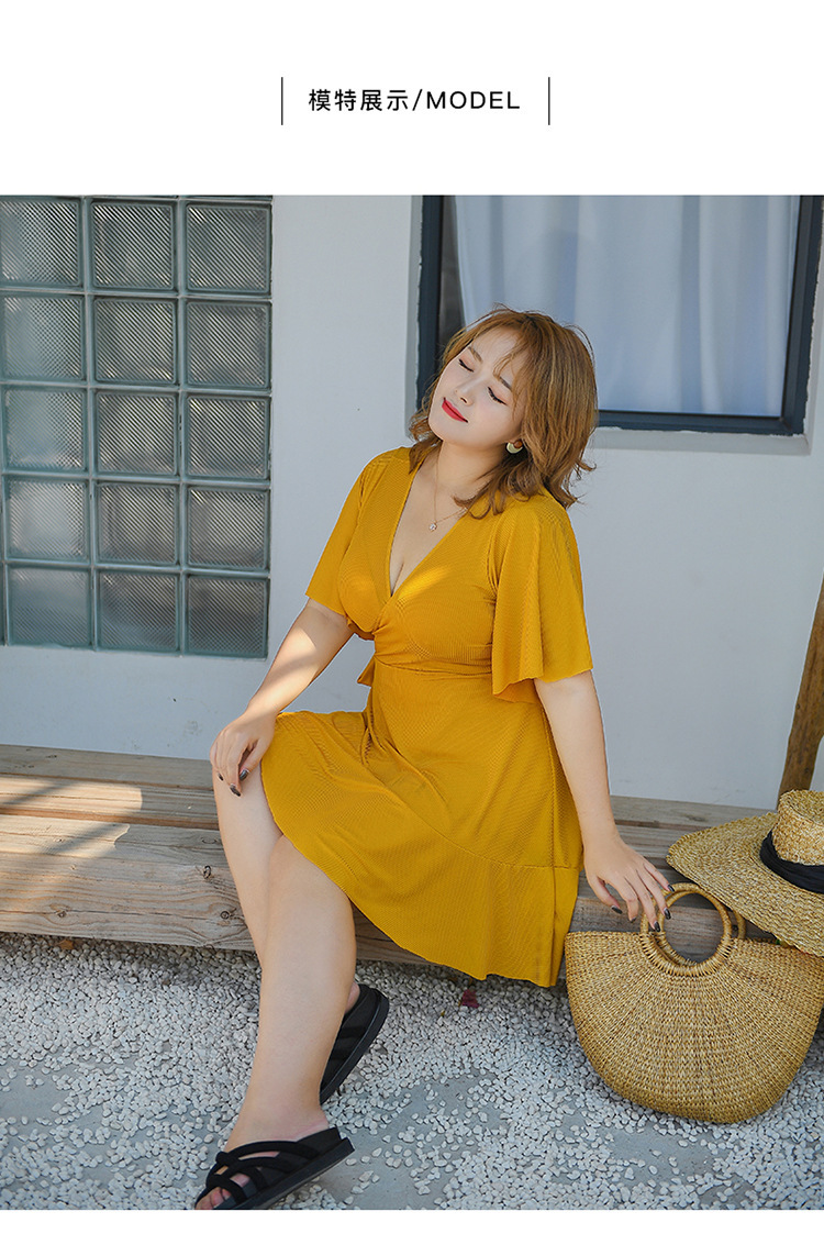 ชุดว่ายน้ำคนอ้วน วันพีช 9xl แบบกระโปรงพร้อมส่ง :ชุดว่ายน้ำไซส์ใหญ่เที่ยวทะเลสีเหลืองผูกโบว์ด้านข้าง มีกางเกงขาสั้นใส่ด้านใน แบบสวยมากๆจ้า :รอบอก48 - 60 นิ้ว - เอว42 -52 นิ้ว- สะโพก48 - 60 นิ้ว