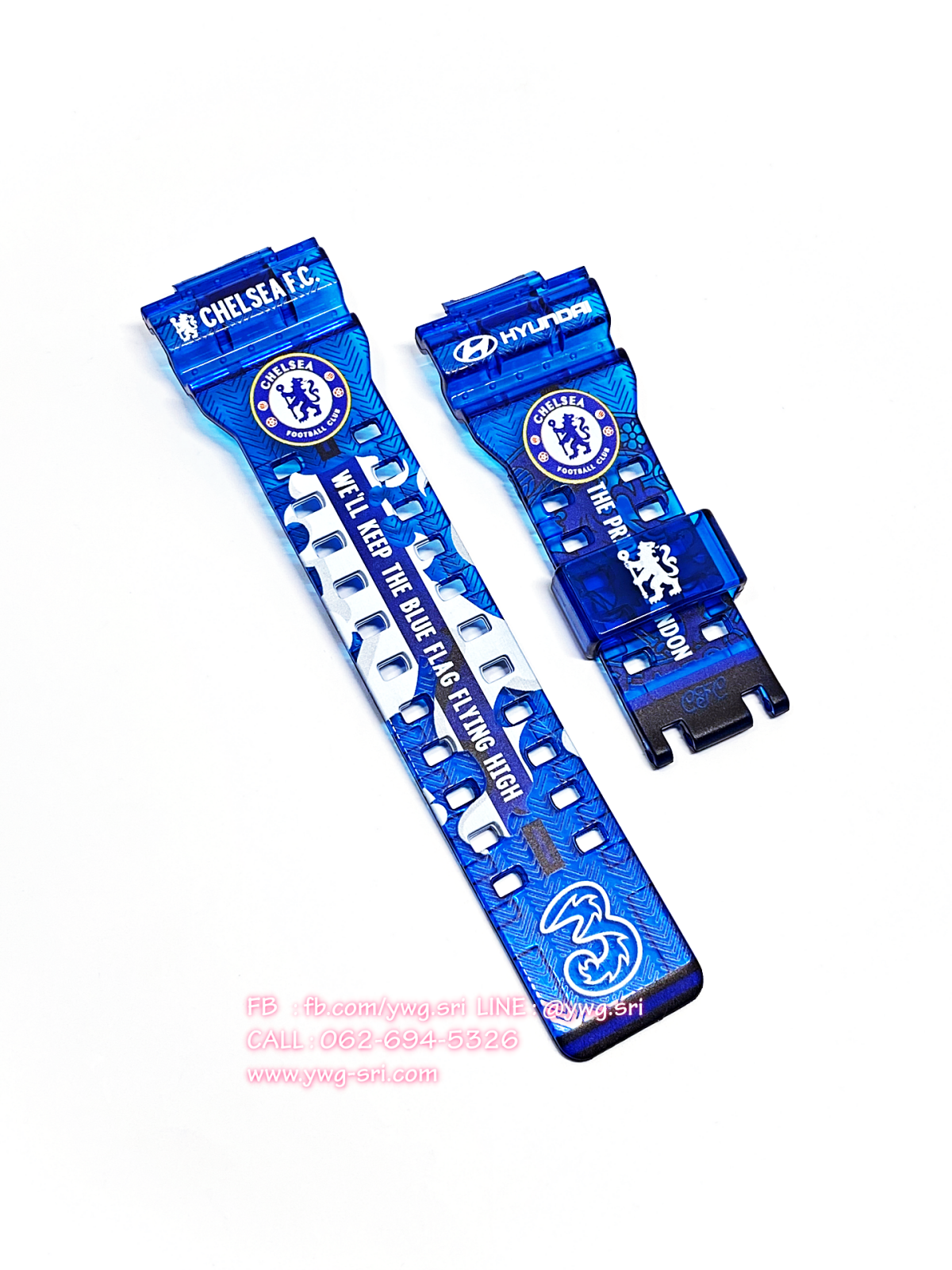 กรอบสาย G-SHOCK สีฟ้าใส สกรีนลาย Chelsea ใส่ได้กับรุ่น GA-100 ,GA-110 ,GA-120 ,GA-140 ,GAX-100 ,GD-100 ,GD-120