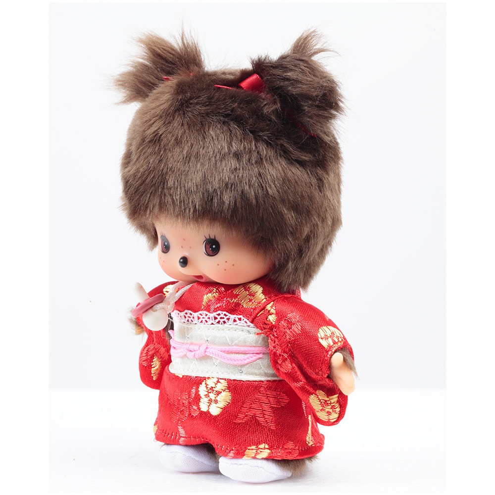 [PRE-ORDER] เบบี้ ม่อนชิชิ BEBICHHICHI กิโมโน สีแดง Size 15 cm นำเข้าจากญี่ปุ่น Monchhichi Babychhichi Red Kimono お着物ベビチッチ 女の子 IPM-19-Z