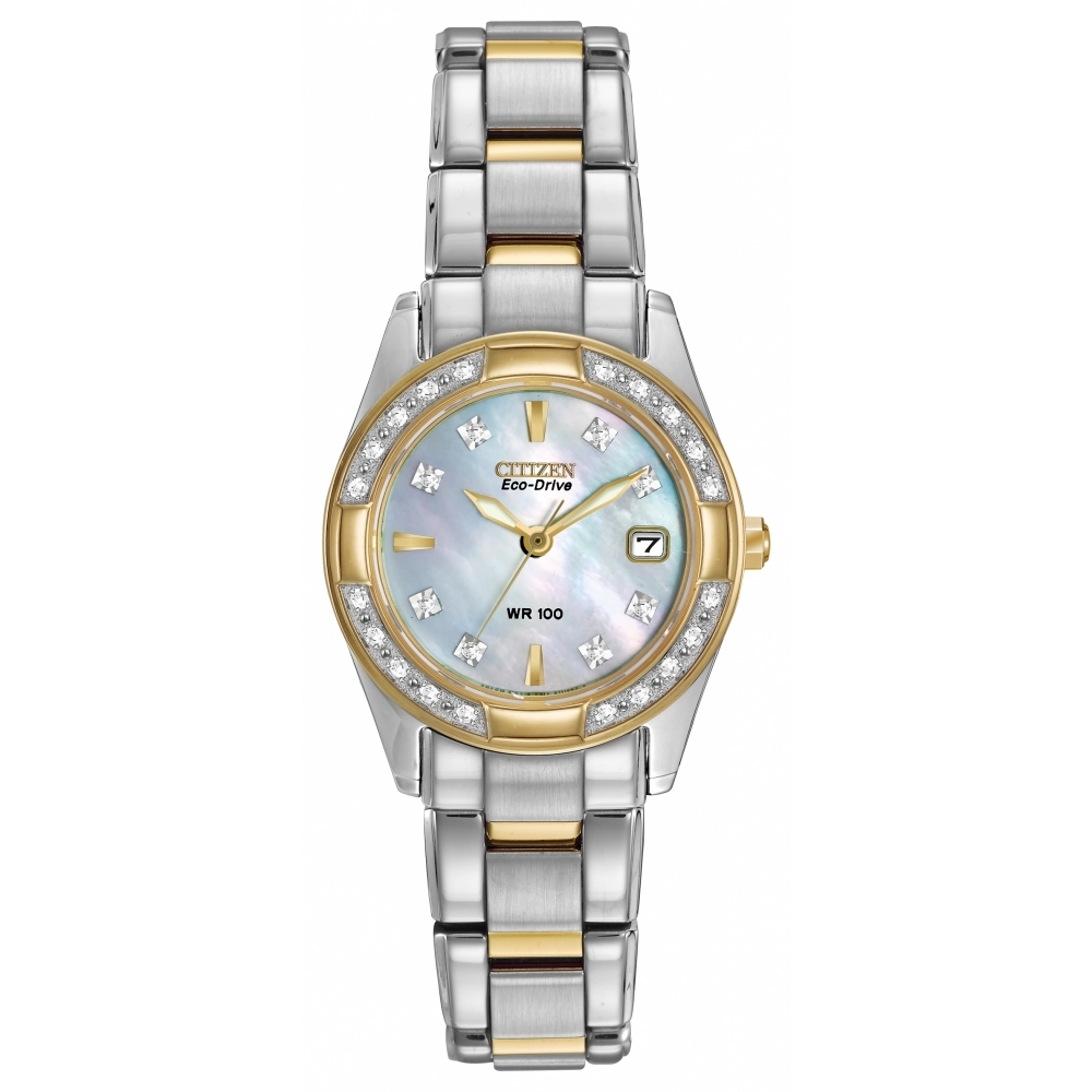 Citizen EW1824-57D นาฬิกาผู้หญิง Eco-Drive Diamond MOP Women's Watch