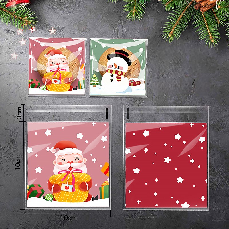 ถุงคุ๊กกี้ ฝากาว ขนาด 10x10 ซม. (95-100 ใบ) ลายฮาโลวีนและคริสต์มาส