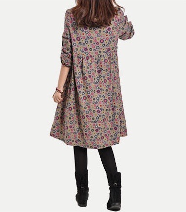 ชุดคลุมท้อง แขนยาวลายดอกไม้ชมพู รัดแขนสั้นได้ S,M,L,XL,2XL