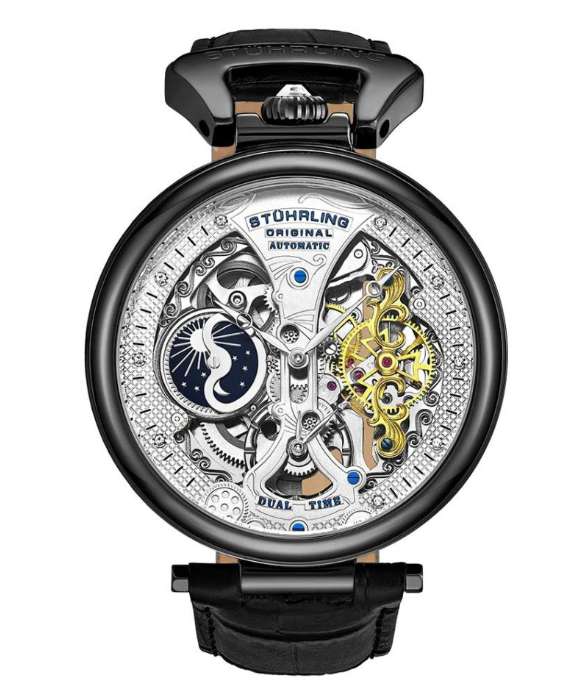Stuhrling Original 3920.4 นาฬิกาผู้ชาย Emperor’s Grand DT Automatic Skeleton Men's Watch