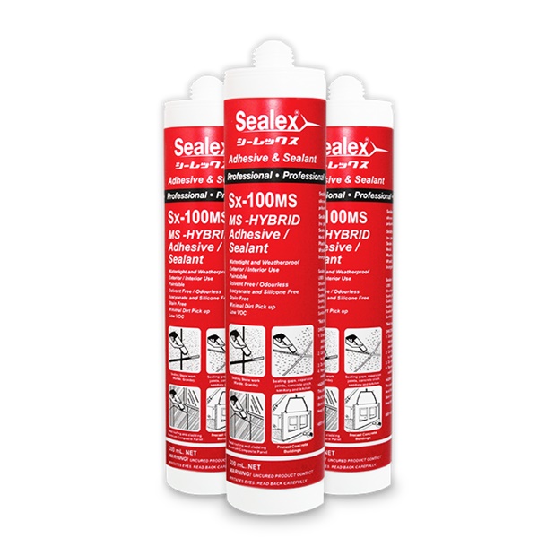Sealex ซิลิโคน สีขาว Sx-100 ใช้งานในที่เปียกชื้นยาแนวปิดรอยต่อ ซ่อมรอยแตกร้าวผนัง ทาสีทับได้ ขนาด 300ml.