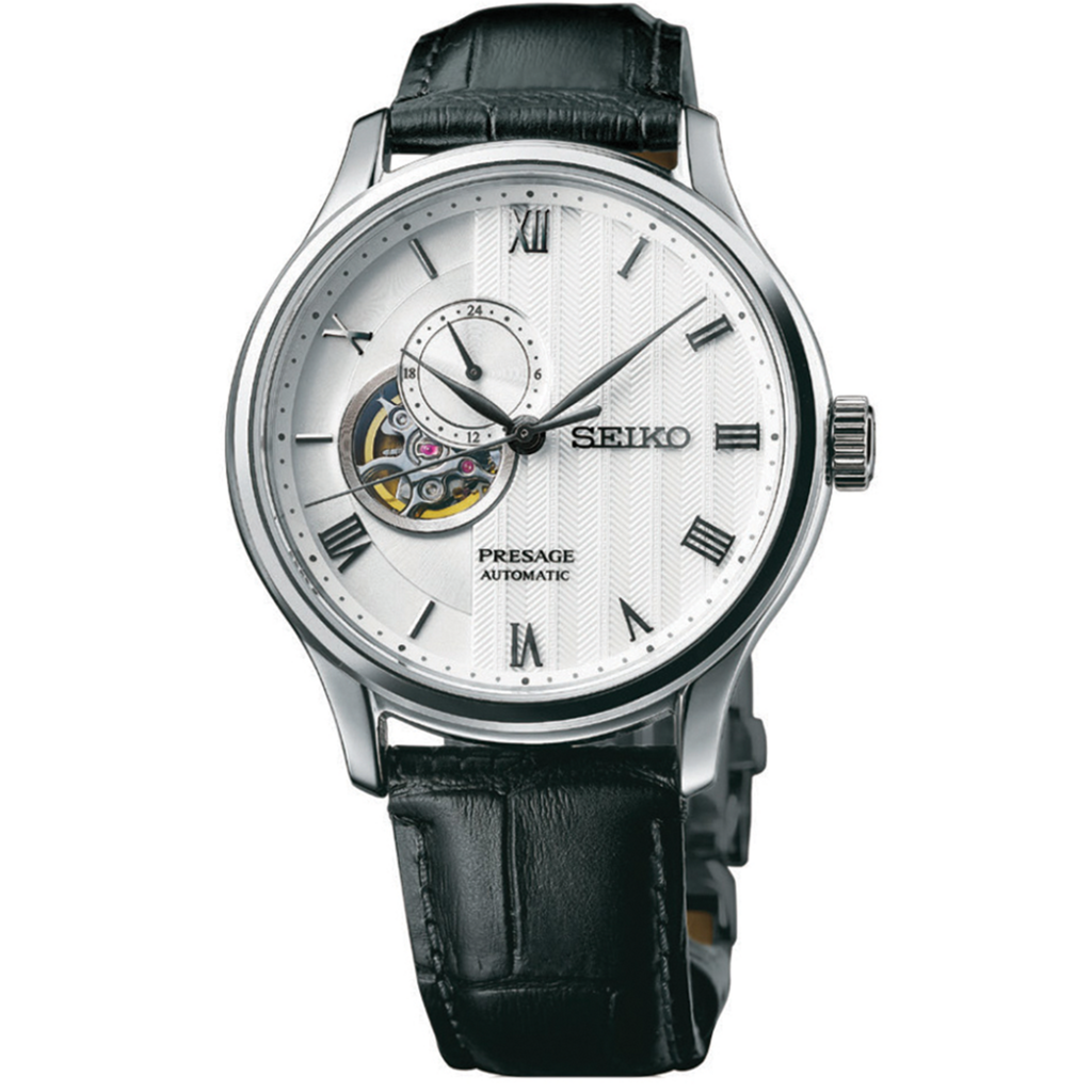 Seiko SSA379 นาฬิกาผู้ชาย Seiko รุ่น SSA379, Presage Automatic White Dial Black Leather Strap Men's Watch