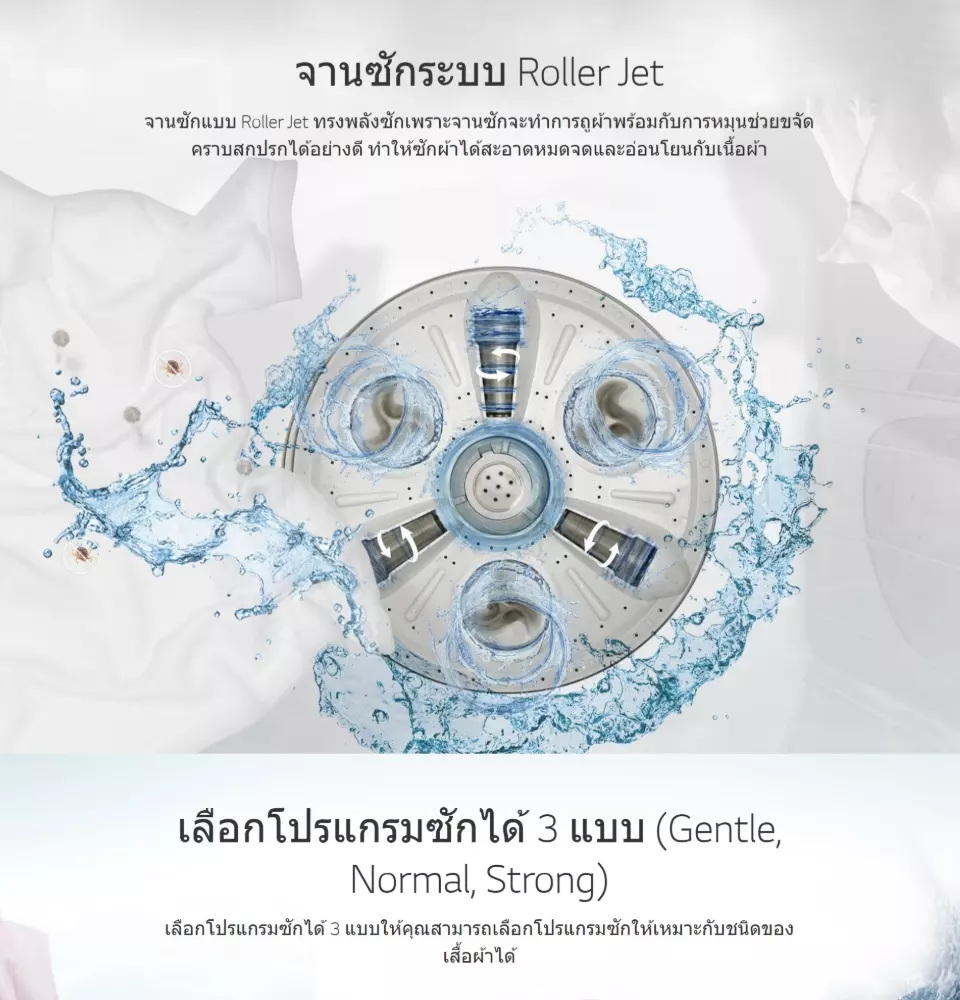 เครื่องซักผ้า 2 ถัง LG 8 กก. ระบบ Roller Jet รุ่น TT08NOMG