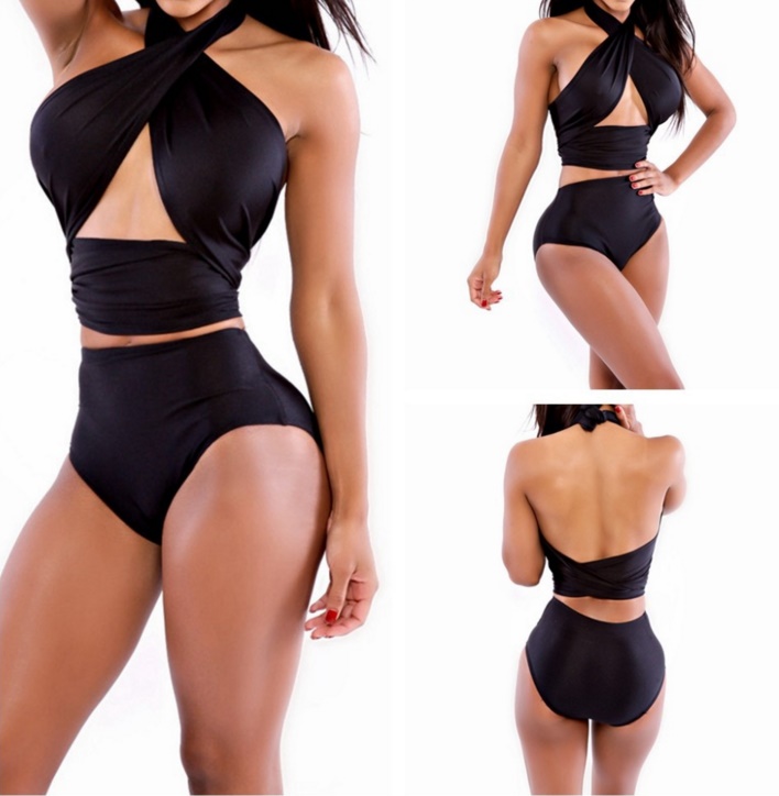 ชุดว่ายน้ำทูพีชพร้อมส่ง :ชุดว่ายน้ำทูพีชแฟชั่นสีดำพันผ้าคล้องคอแบบ sexy น่ารักมากๆจ้า:รอบอกFreesize(ผ้ากว้าง 8นิ้ว)เอว26-32นิ้ว สะโพก32-38นิ้วจ้า