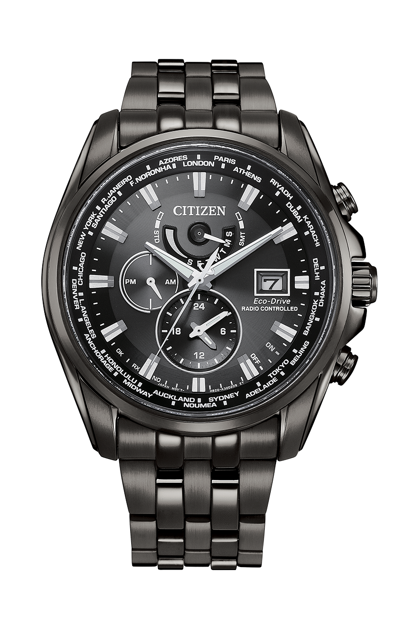 Citizen AT9127-80E นาฬิกาผู้ชาย Eco-Drive World Time Perpetual Alarm GMT Men's Watch