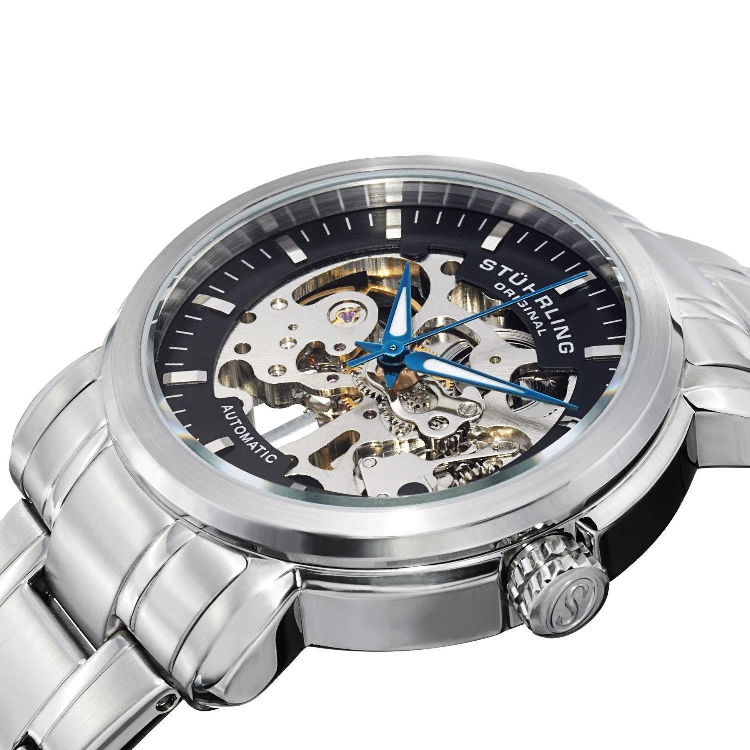 Stuhrling Original 387.33111 นาฬิกาผู้ชาย Stuhrling Original รุ่น 387.33111, Delphi Antium Automatic Skeleton Black Dial Men's Watch