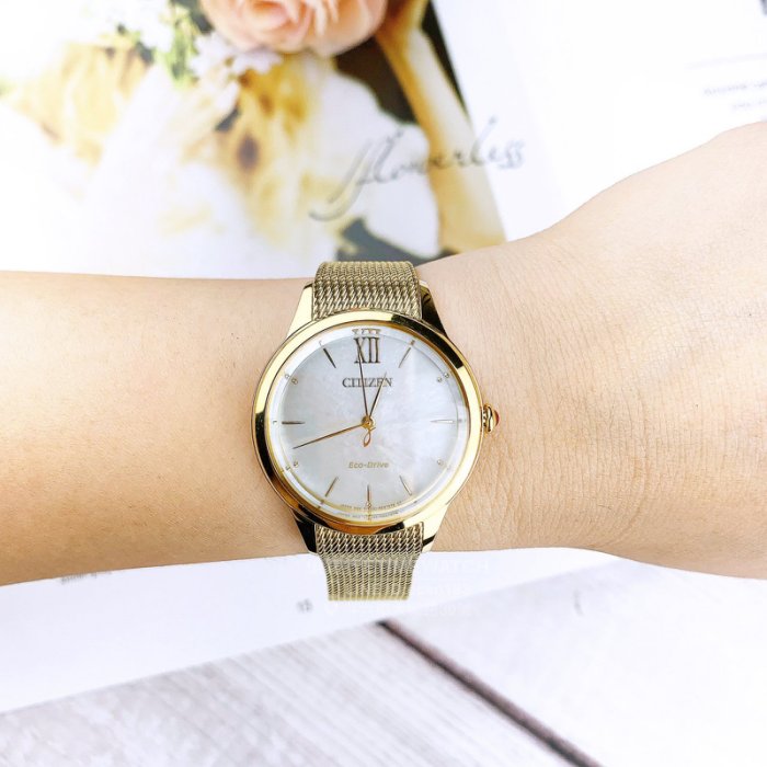 Citizen EM0812-89D นาฬิกาผู้หญิง Citizen L Eco-Drive Mother of Pearl Women's Watch