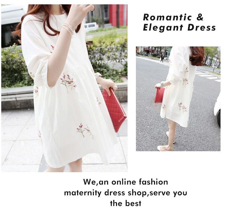 ชุดคลุมท้องแฟชั่นแขน4 ส่วน ผ้าเนื้อนิ่มมาก พิมพ์ลายดอกไม้สวย M L XL XXL 3XL