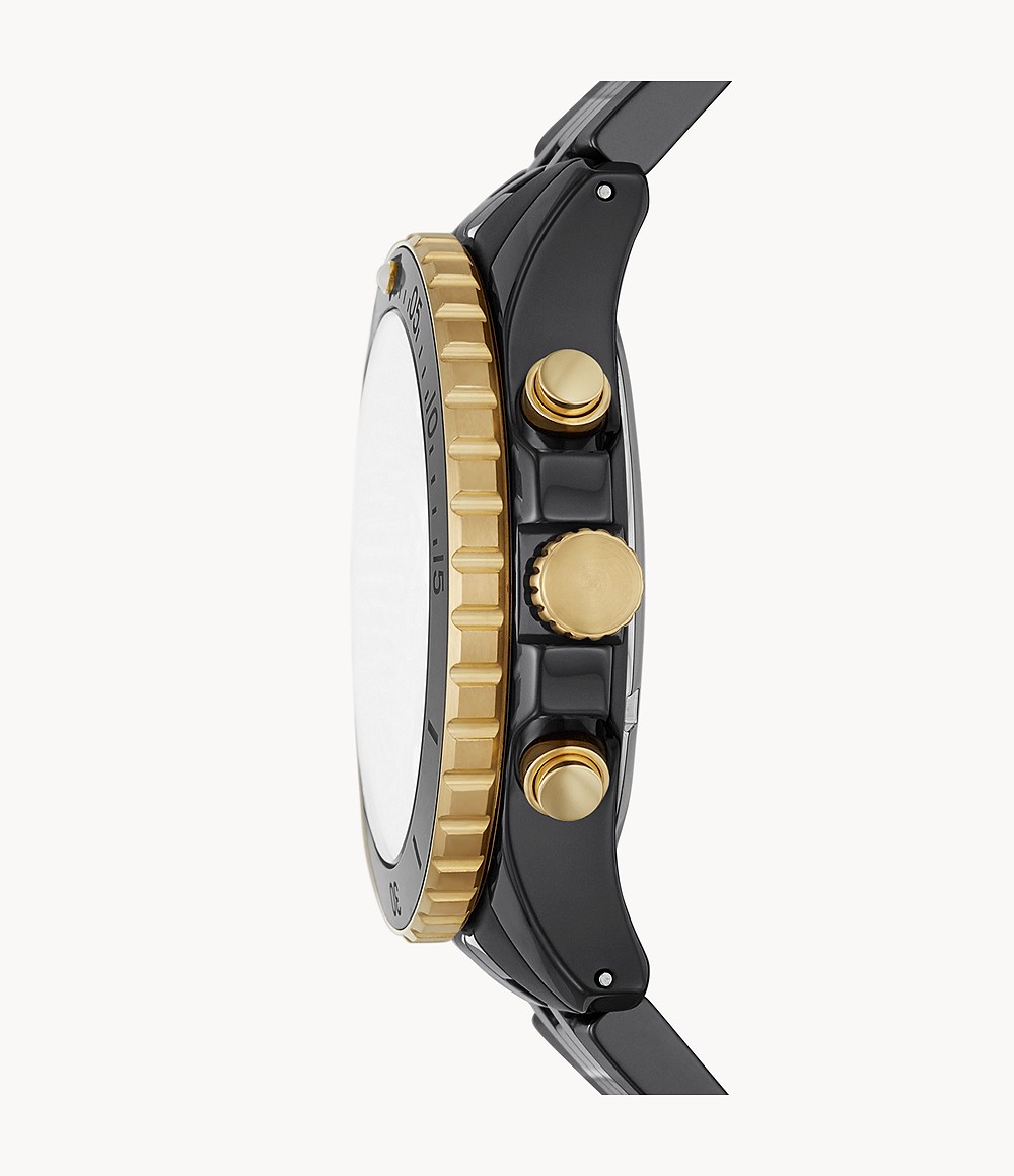 Fossil CE5024 นาฬิกาผู้ชาย FB-01 Chronograph Black Ceramic Quartz Quartz Men's Watch