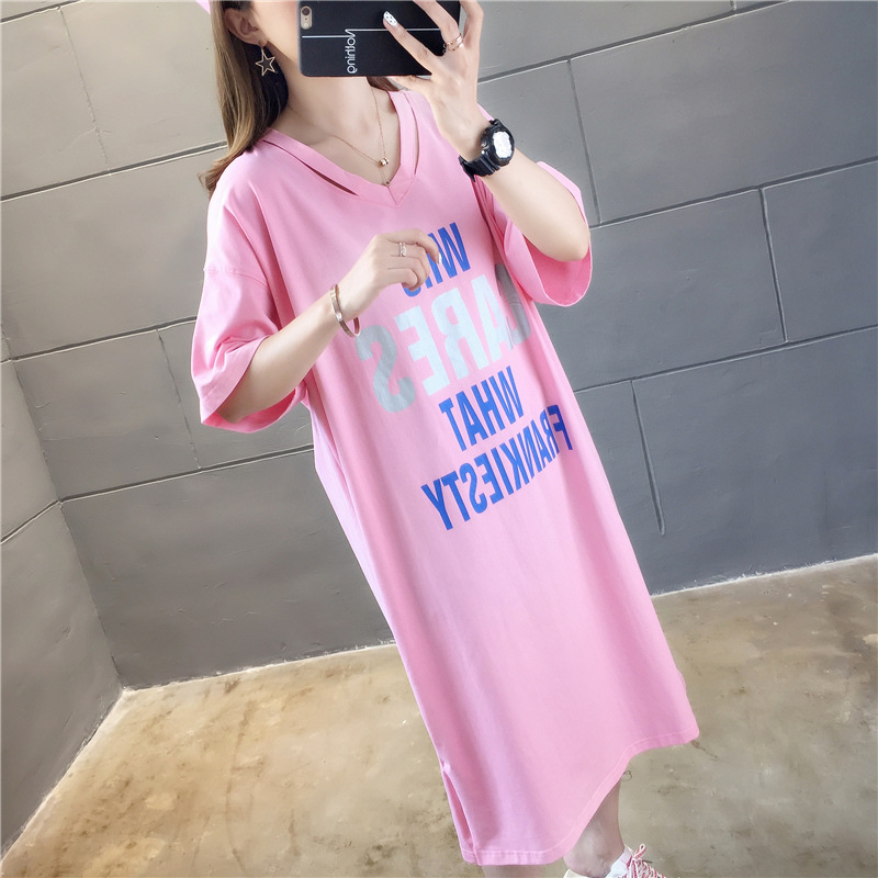 ชุดคลุมท้องแฟชั่นน่ารัก ผ้ายืดนิ่ม คอวี ไม่ร้อน ลายและสี น่ารักสวยตรงแบบ M L XL XXL