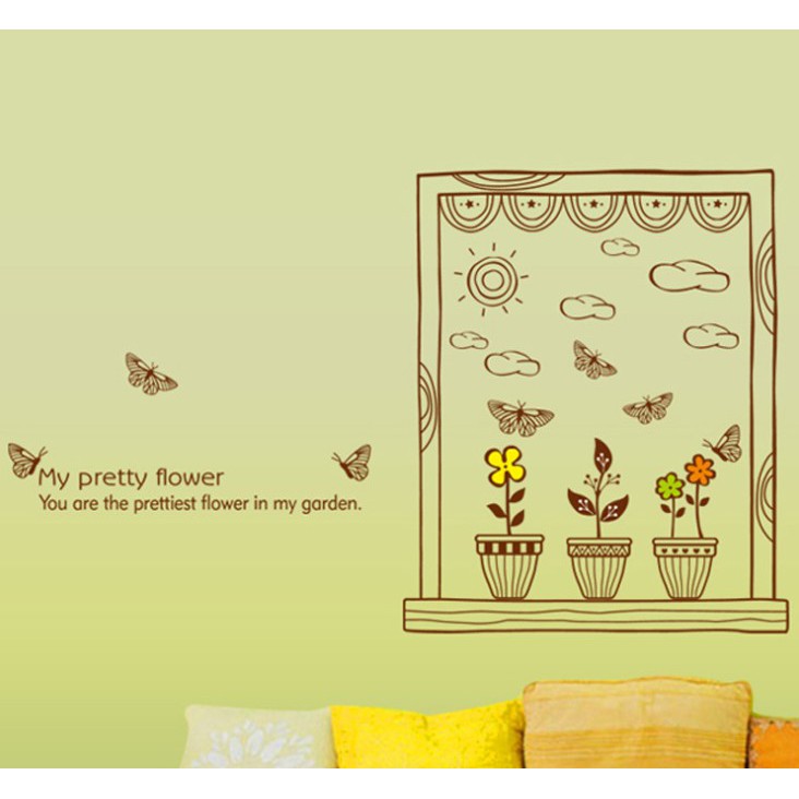 สติ๊กเกอร์ตกแต่งผนัง ขนาด 50x70 ซม. เนื้อ PVC มีกาวในตัว ไม่ทำลายผนัง เซต 3/4