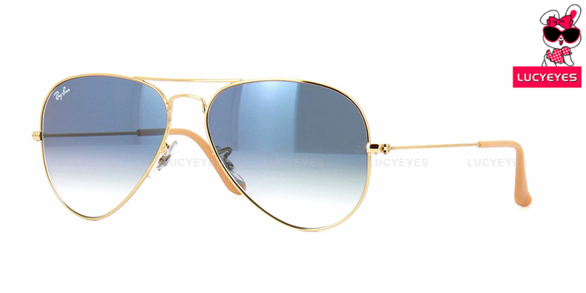 RAYBAN RB3025 001/3F AVIATOR Size 58,62 กรอบทอง เลนส์ฟ้าไล่สี