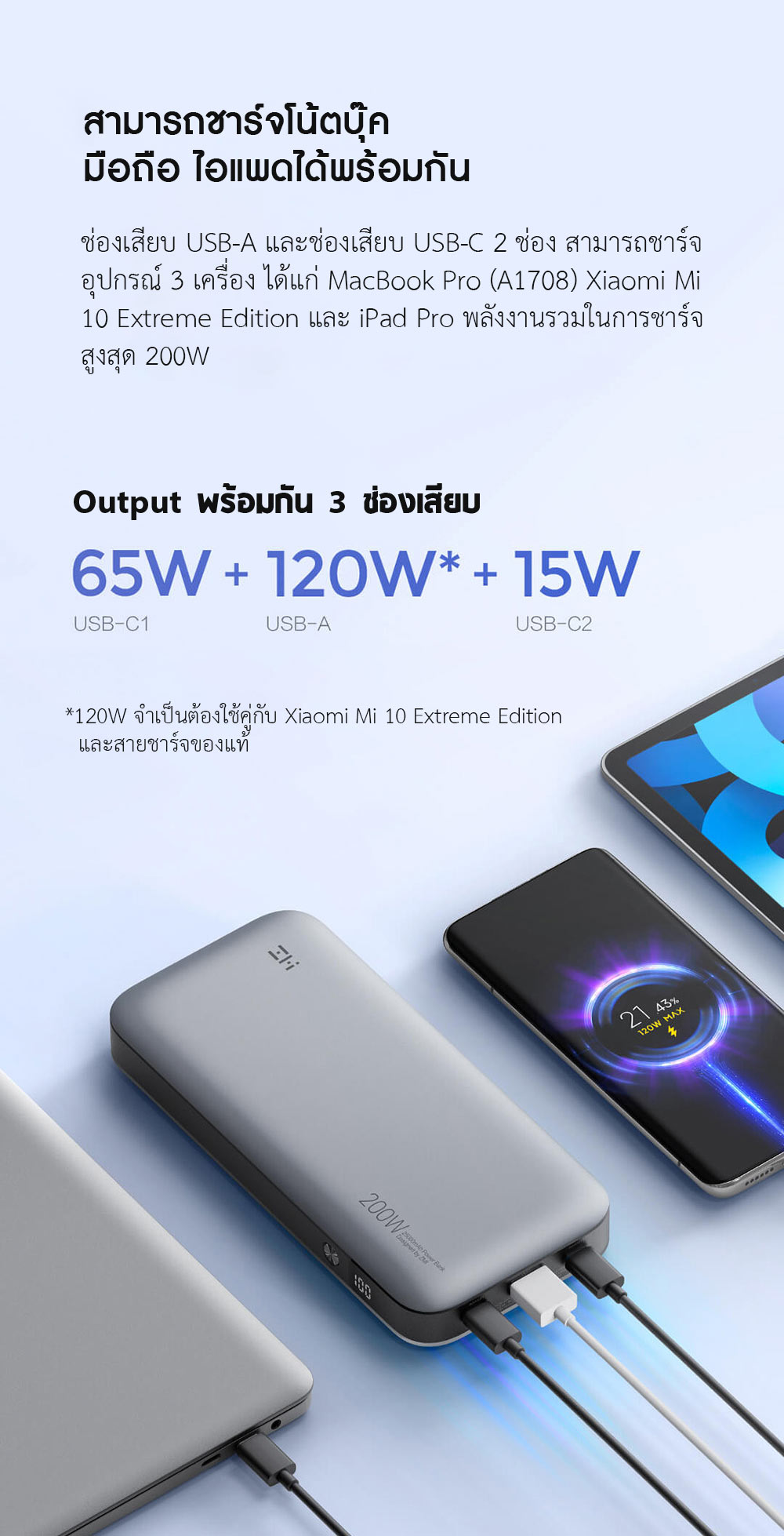 Zmi QB826 Power Bank 200W (25000mAh) - แบตสำรองแซดหมี่ QB826 200W 25000mAh