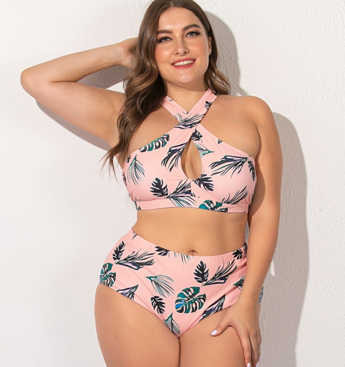 ชุดว่ายน้ำคนอ้วน ทูพีช 5xl พร้อมส่ง:ชุดว่ายน้ำไซส์ใหญ่สีชมพูแต่งลายใบไม้สายไขว้แบบเก๋ น่ารักมากๆจ้า:รอบอก56-70นิ้ว เอว44-60นิ้ว สะโพก54-68นิ้ว