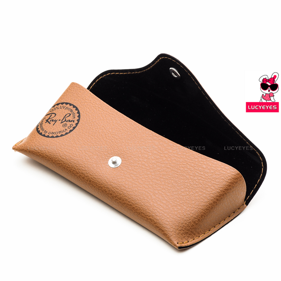 A002 กล่องแว่น RAYBAN แท้ 100% แบบแบนสีน้ำตาล