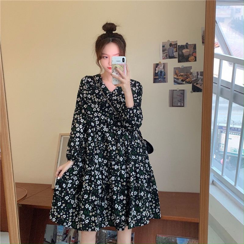 ชุดคลุมท้องแฟชั่นแขนยาว ผ้าพริ้วสวยทิ้งตัวดี ลายน่ารัก ใส่ถึงคลอดได้เลยค่ะ M L XL XXL