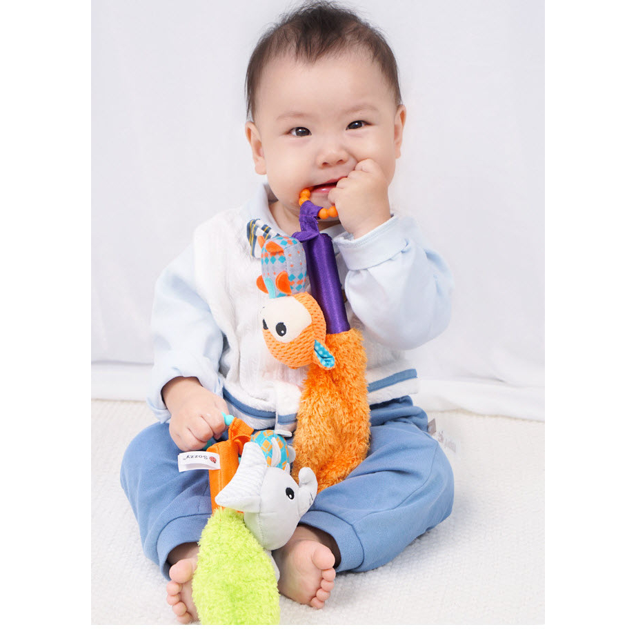 Sozzy ตุ๊กตารูปสัตว์ มีหาง ของเล่นตุ๊กตา ยางกัด กระดิ่งเขย่ามีเสียง ของเล่นเด็กเล็ก