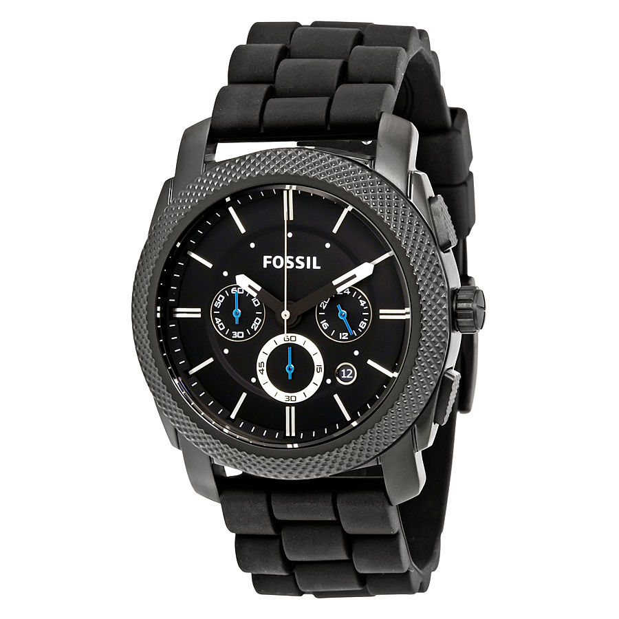 Fossil FS4487 นาฬิกาผู้ชาย Fossil รุ่น FS4487, Machine Chronograph Black Silicone Strap Men's Watch