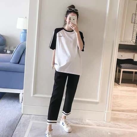 ชุดเสื้อ+กางเกงคนท้อง แบบ4ส่วน ชุดแบบสปอต น่ารักมาก M L XL XXL