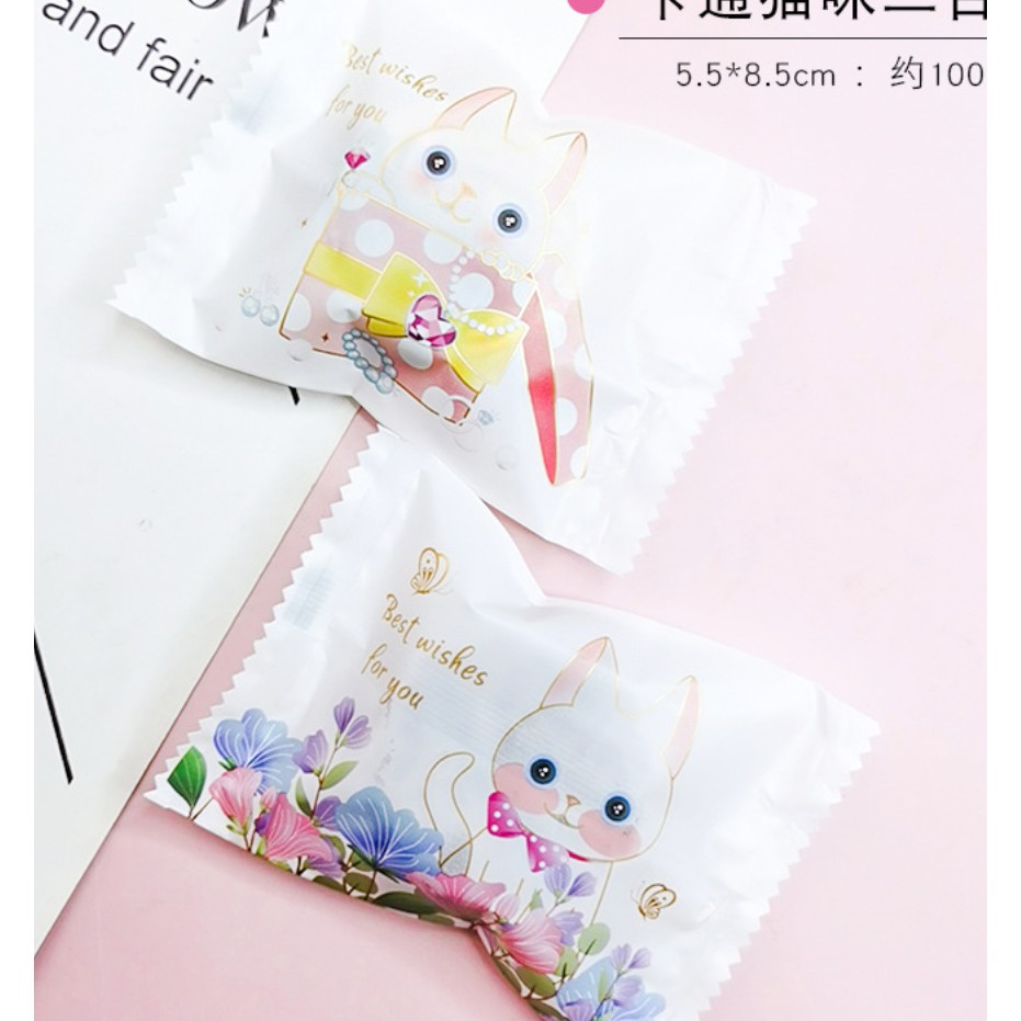 ถุงซีล ใส่ขนม คุกกี้ ลูกอม ขนาด 7x9.5-10 ซม. จำนวน 97-100 ใบ/แพ็ค ชุดที่ 3/4