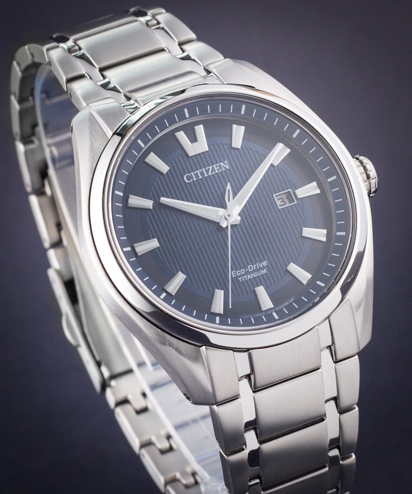 Citizen AW1240-57L นาฬิกาข้อมือผู้ชาย Eco-Drive Super Titanium Blue Dial Men's Watch