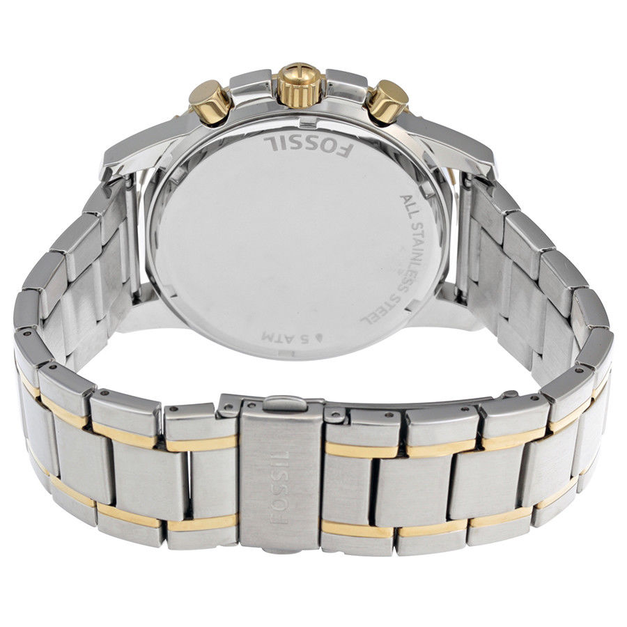 Fossil FS4795 นาฬิกาผู้ชาย Fossil รุ่น FS4795, Dean Chronograph Silver Dial Two-tone Men's Watch