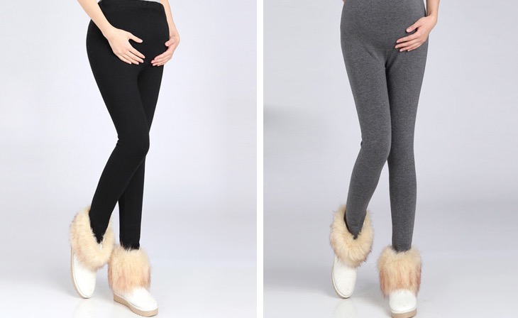 กางเกงเลคกิ้งคนท้อง บุขนกันหนาว เนื้อผ้าแบบพรีเมียม ใส่สบายอุ่นมีสายปรับครรภ์ M ถึง 3XL