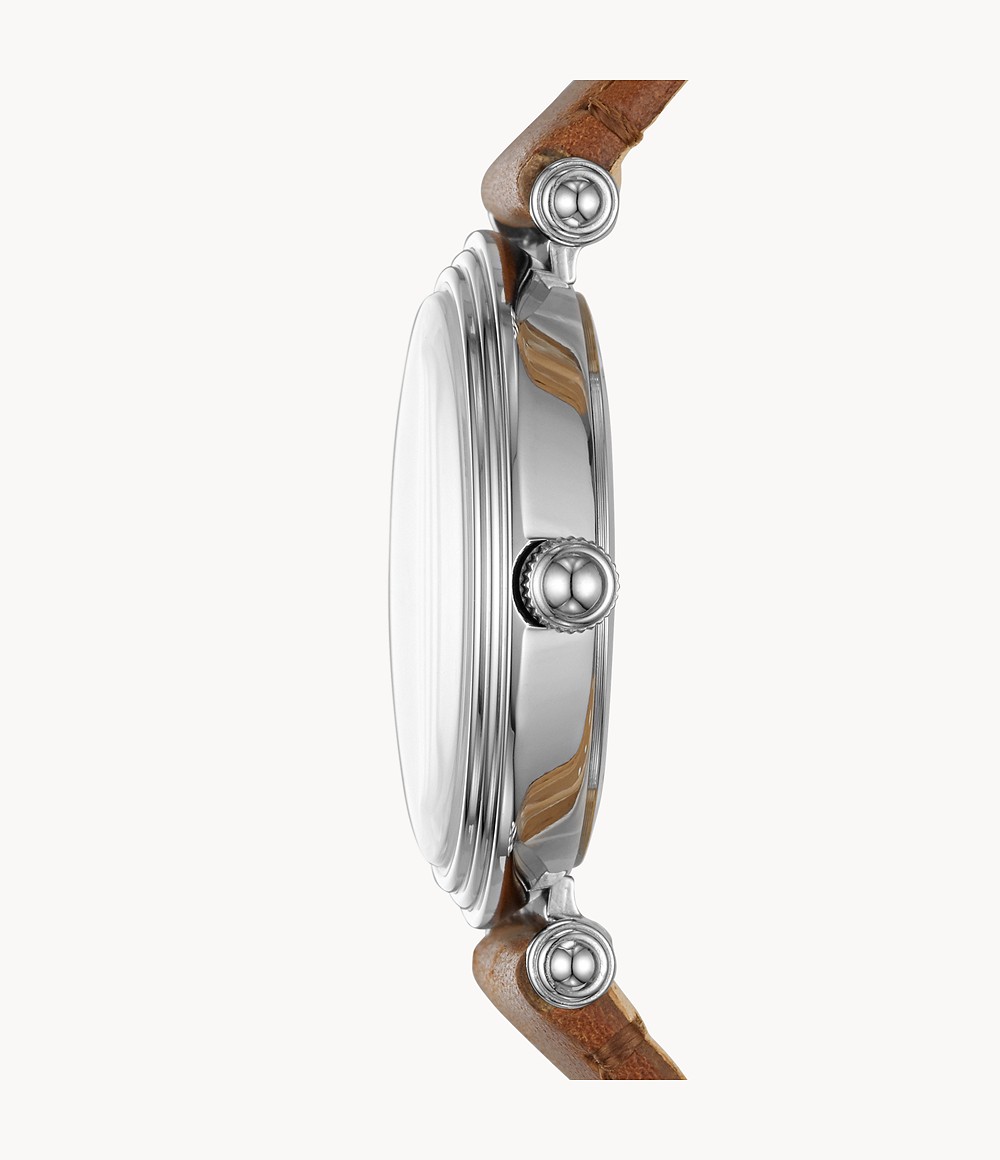 Fossil ES4706 นาฬิกาผู้หญิง Lyric Three-Hand Brown Leather Women's Watch