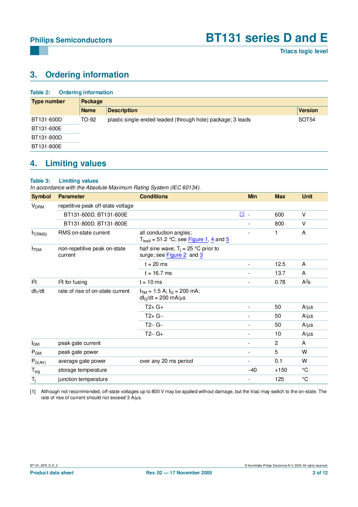 (10ตัว) Triac BT131-600D 131-6D 1A 600V Gate Trigger Current 7mA ไตรแอค