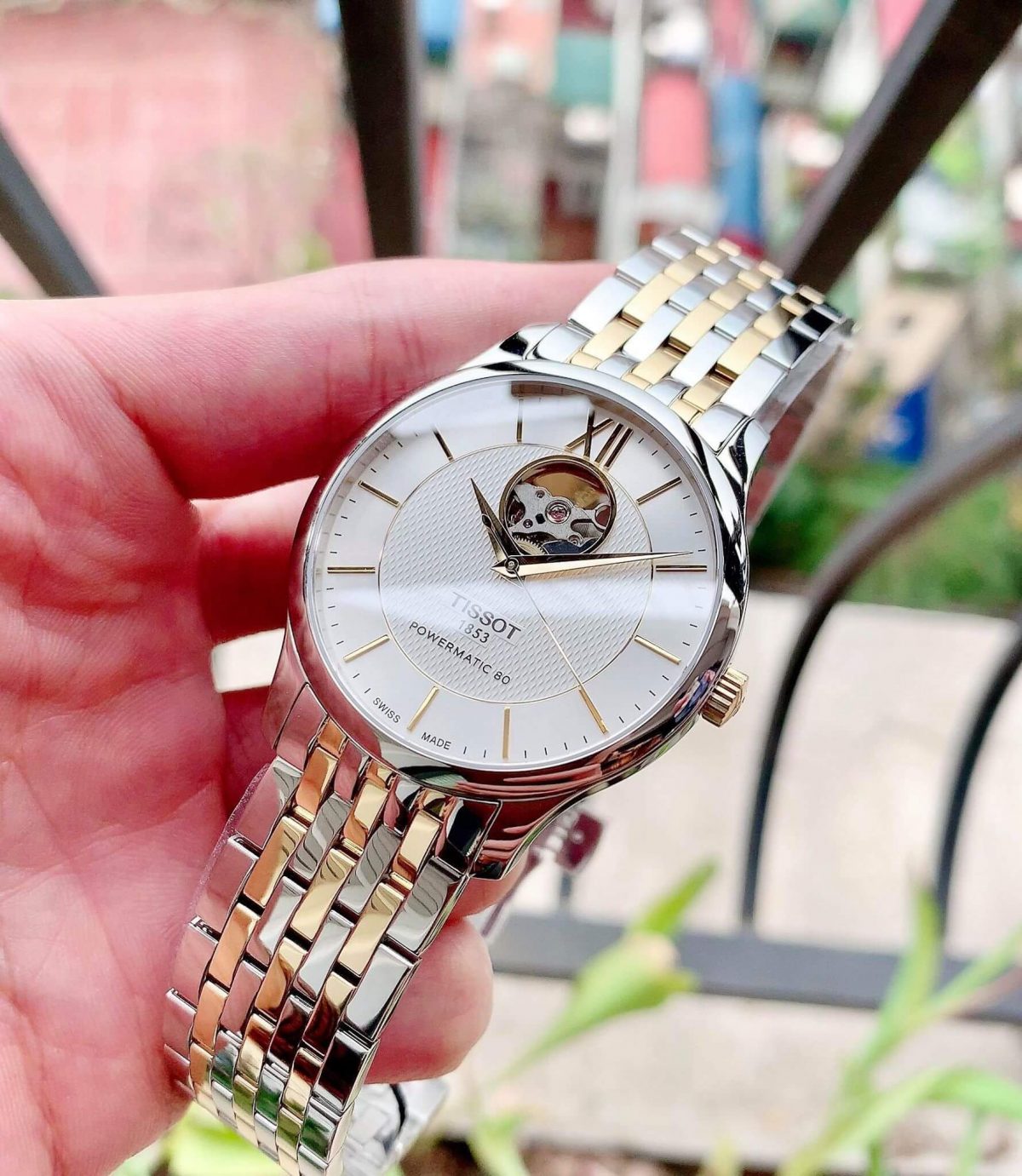 Tissot T063.907.22.038.00 นาฬิกาผู้ชาย Tradition Powermatic 80 Automatic Open Heart Men's Watch