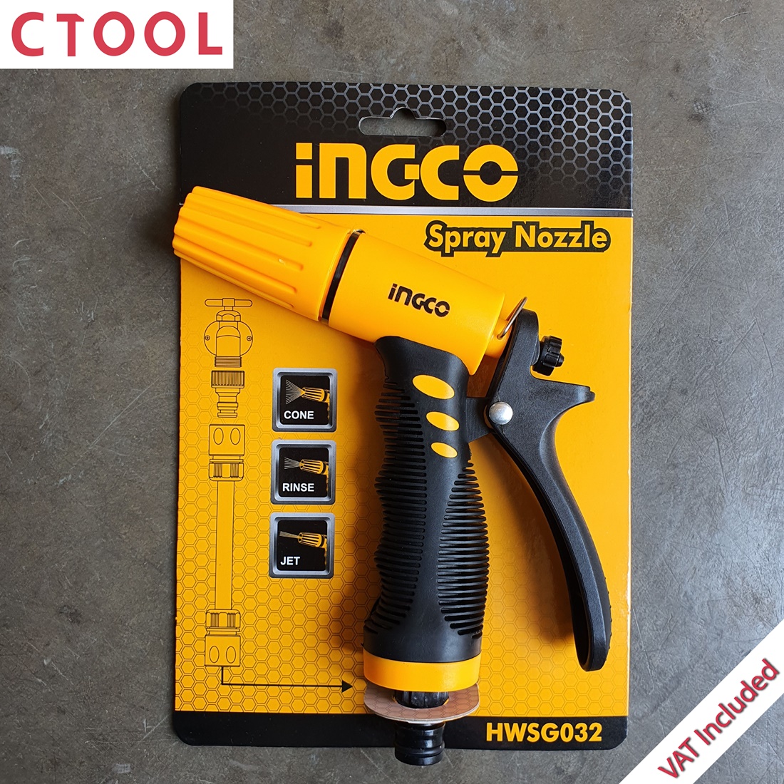 หัวฉีดรดน้ำต้นไม้ ปลายเรียว HWSG032 Ingco ของแท้ - Authentic Adjustable Water Flow Spray Nozzle - ซีทูล Ctool