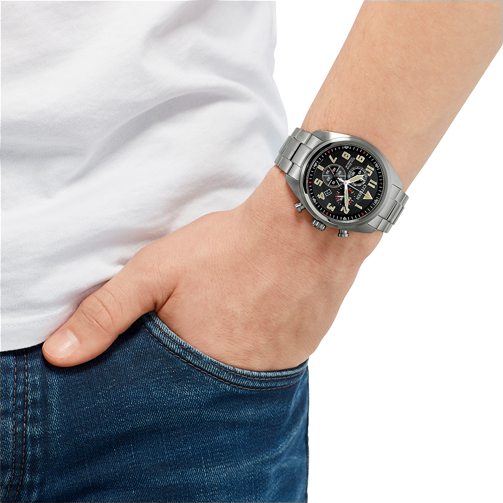 Citizen AT2480-81E นาฬิกาผู้ชาย Titanium Chonograph Eco-Drive Men's Watch