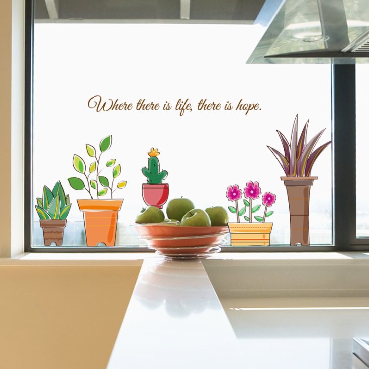 สติ๊กเกอร์ตกแต่งผนัง ขนาด 50x70 ซม. เนื้อ PVC มีกาวในตัว ไม่ทำลายผนัง เซต 4/4