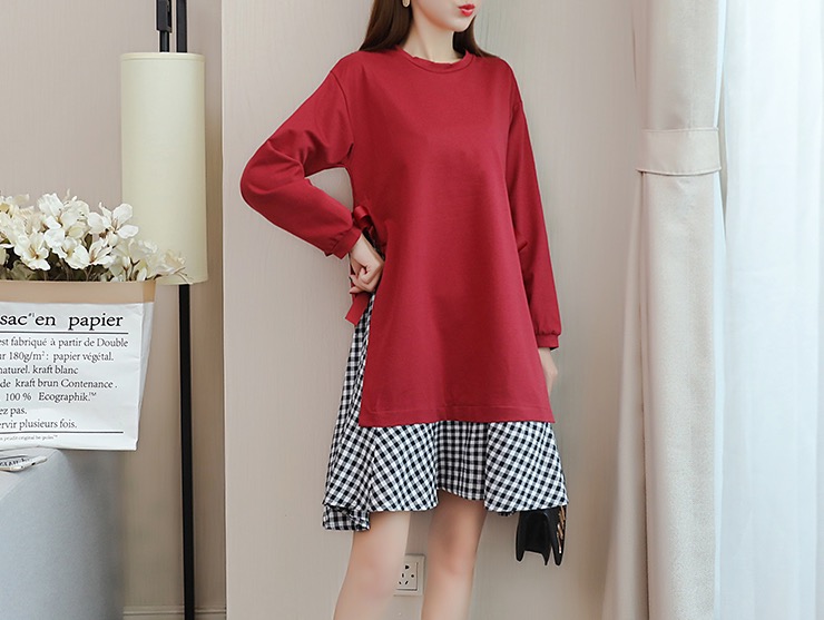 ชุดคลุมท้องแฟชั่นเทรนใหม่ แขนยาว มีโบว์ผูกด้านข้าง ใส่ได้ถึงคลอด สวยมากค่ะ M L XL XXL