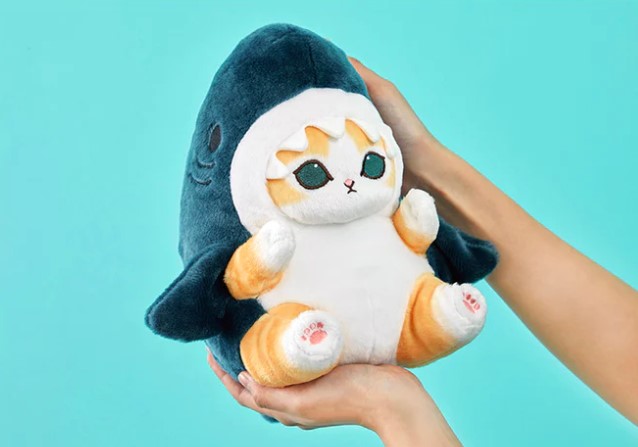[PRE-ORDER] ตุ๊กตา แมวโมฟุ Mofusand ชุดหัวฉลาม ขนาด S 25 x 25 x 24 cm นำเข้าจากญี่ปุ่น โมฟุซาน mofu モフサンド ぽてぽてサメに ゃんぬいぐるみ S