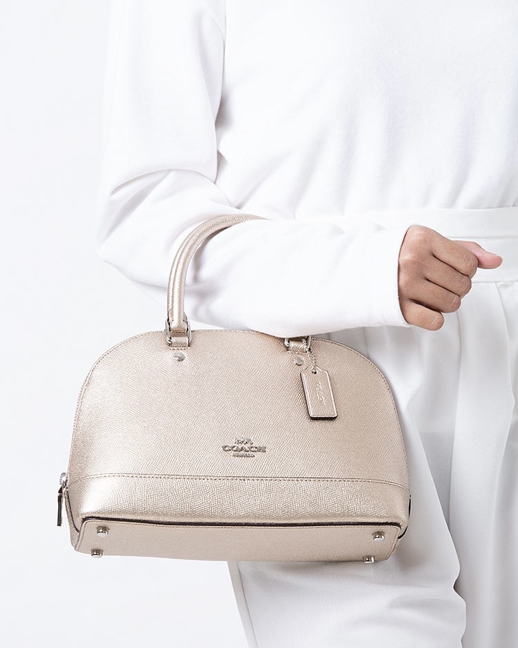 Coach 29170 Mini Sierra Satchel Bag Dome Metallic Platinum Crossbody Bag ของแท้